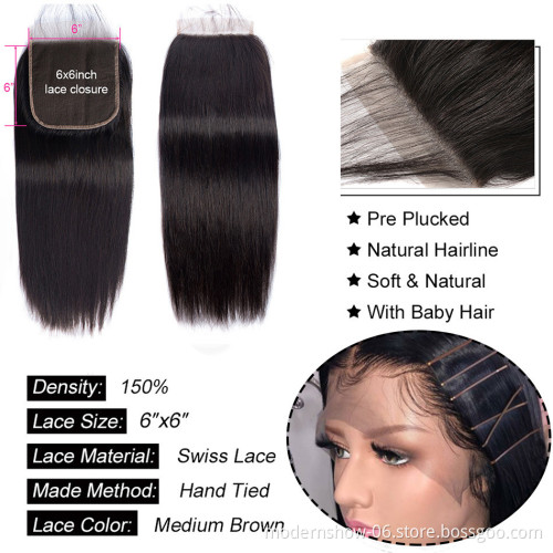 Top Quality Cheap price silky straight lace closure human hair closure weave size 4x4 Straight Lace closure hair